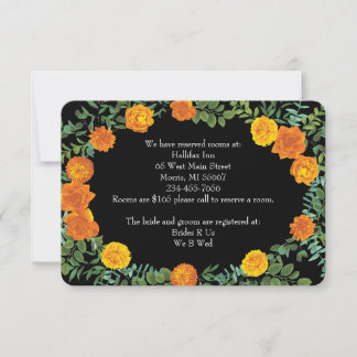 Invitation Orange & Black Gothique Peony Information Rose
