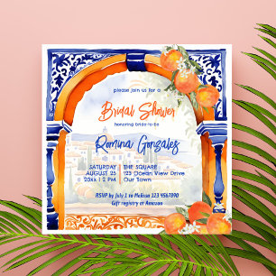 Invitation Orange bleu azulejo talavera tuiles douche nuptial