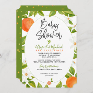 Invitation Orange Blossoms Genre Neutre Baby shower Citrus