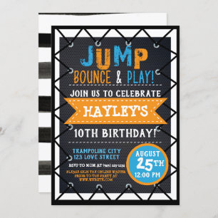 Invitation Orange & Blue Jump & Play Trampoline Park Bounce