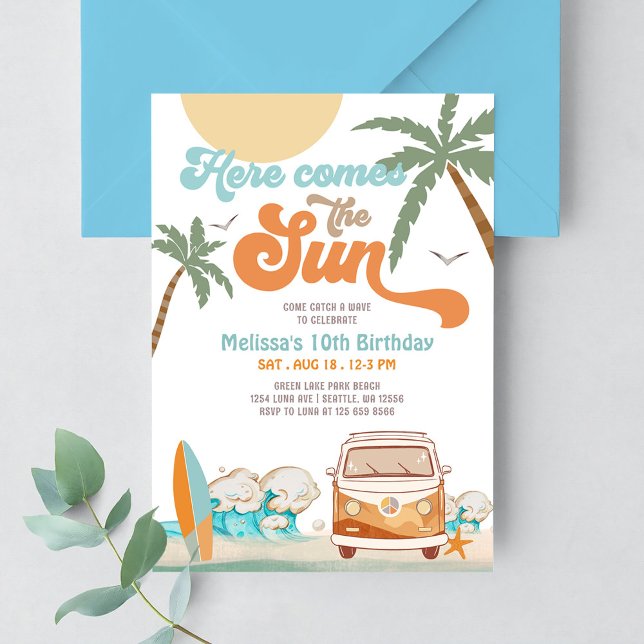 Invitation Orange Blue Voici le Sun Boy Birthday Party (Créateur téléchargé)