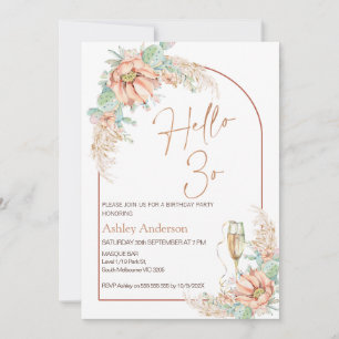 Invitation Orange Boho Cactus 30e anniversaire de fête Invita