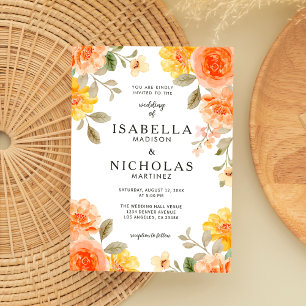 Invitation Orange Bold couleur vive Mariage floral