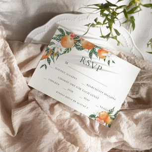 Invitation Orange Botanique Citrus Mariage Moderne RSVP