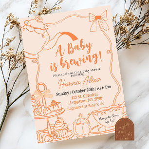 Invitation Orange Bow Baby brasse du Baby shower de brunch au