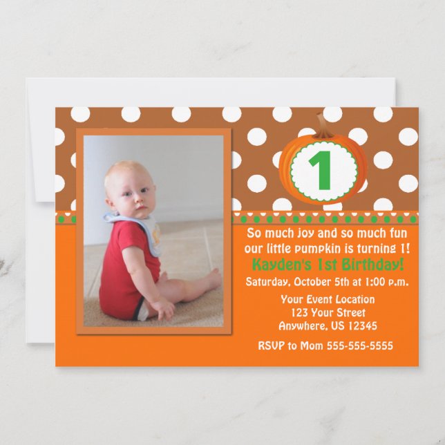Invitation orange Brown d'anniversaire de (Devant)