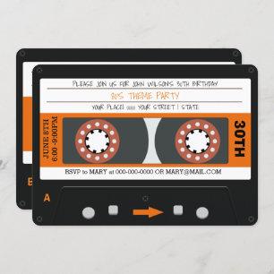 Invitation Orange Cassette Retro 80s Anniversaire