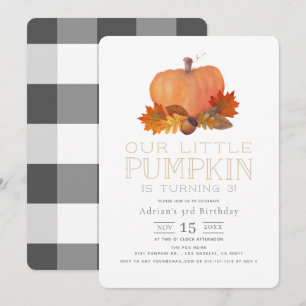 Invitation Orange Citrouille Automne Feuilles Anniversaire