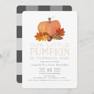Invitation Orange Citrouille Automne quitte 1er anniversaire