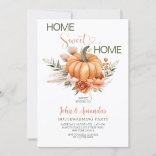 Invitation Orange Citrouille Sweet Home Boho Houseécher Party