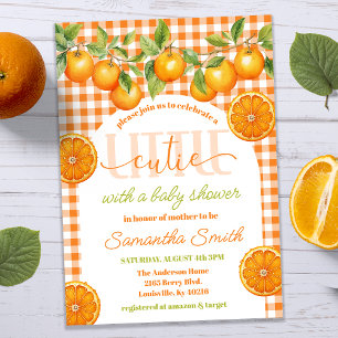 Invitation Orange Citrus En vichy Baby shower Little Cutie