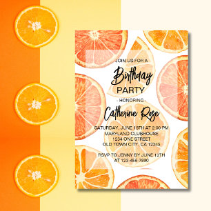 Invitation Orange Citrus Slice été fête d'anniversaire