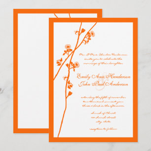 Invitation Orange Coral Fleur sauvage Branche Mariage Invite