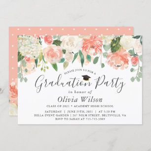 Invitation Orange Coral Peach Flowers