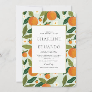 Invitation Orange Cute Green Summer Mariage QR Code