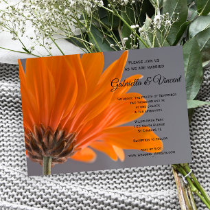 Invitation Orange Daisy sur Mariage gris