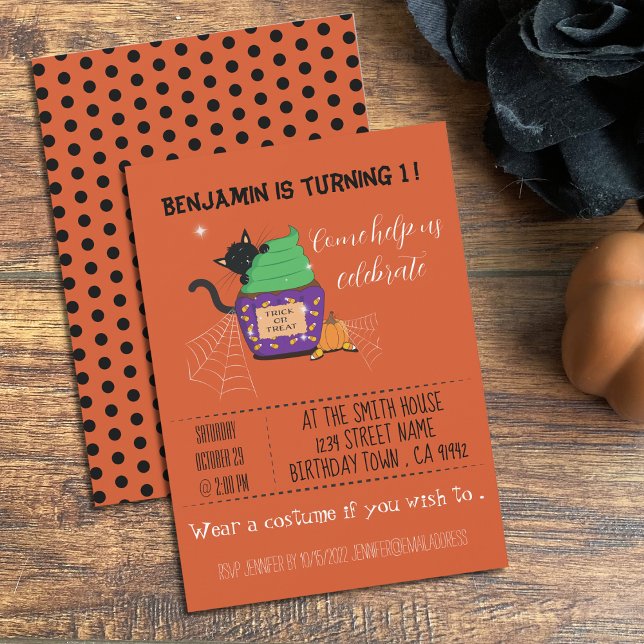 Invitation orange d'anniversaire Halloween pour en (Créateur téléchargé)