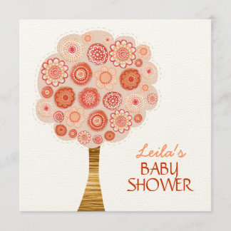 Invitation orange de coutume d'arbre de fleur de