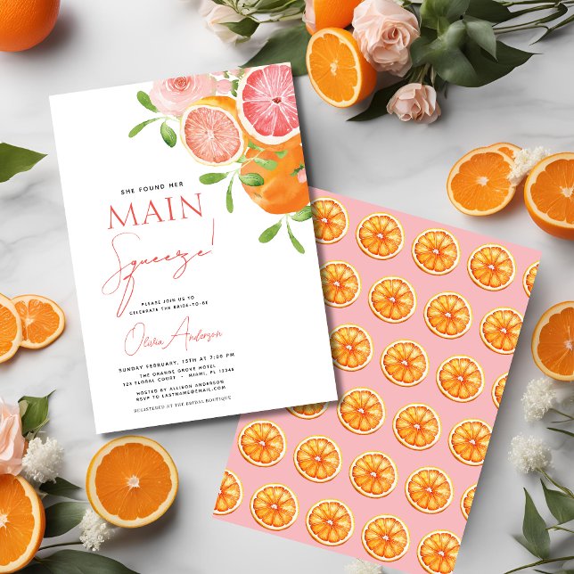 Invitation Orange de la Fête des mariées principale en agrume (Créateur téléchargé)