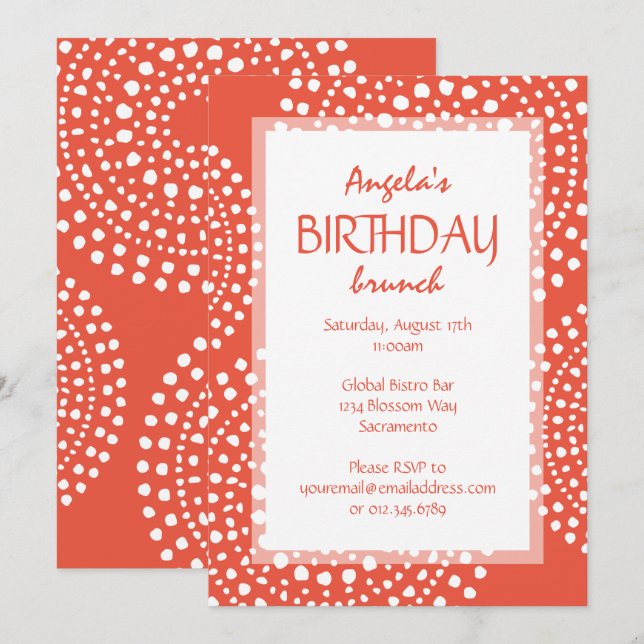 Invitation Orange de la tribu des Boho Mosaic (Devant / Derrière)