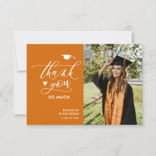 Invitation Orange Élégant Script Simple Merci de graduation