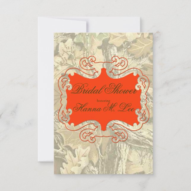 Invitation orange élégante de Fête de la mariée de (Devant)