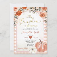 Orange En vichy Floral Citrouille Baby shower d'au