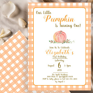 Invitation Orange En vichy Notre Petit Citrouille Premier Ann