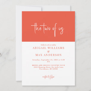 Invitation Orange et blanc Les deux de nous Mariage