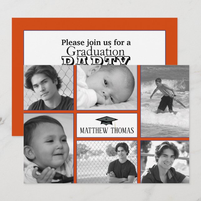 Invitation orange et bleu, Matte 5" x 7" (Devant / Derrière)