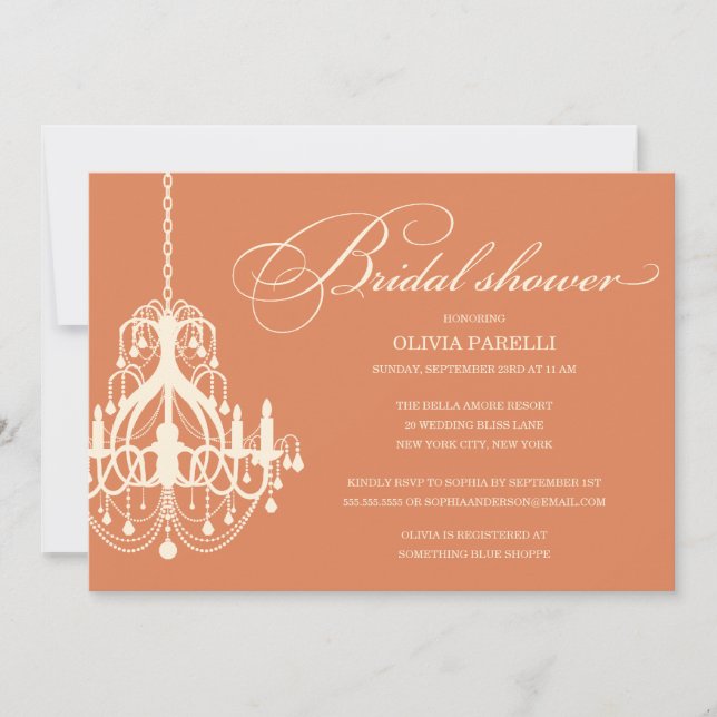 INVITATION ORANGE ET CRÈME DE FÊTE DE LA MARIÉE DU (Devant)