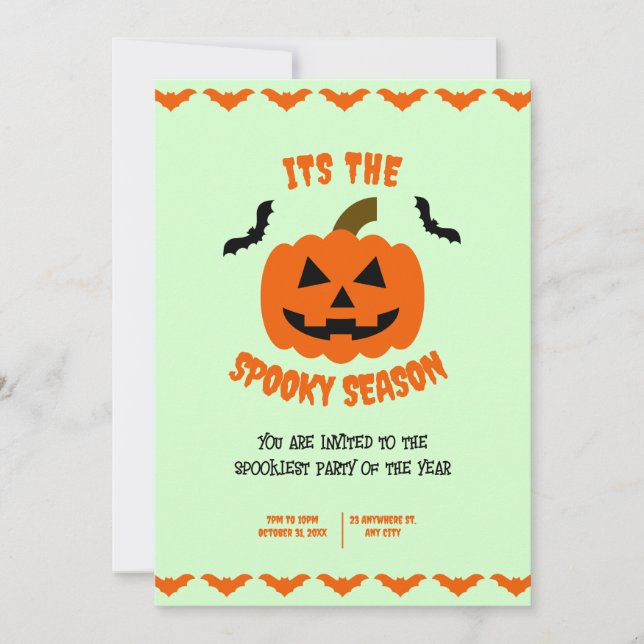 Invitation Orange et Noir Halloween effrayant, Fête d'Hallowe (Devant)