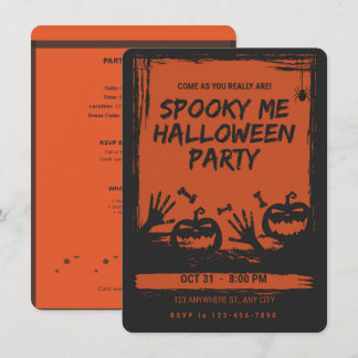 Invitation orange et noir pour une soirée d'Hallow