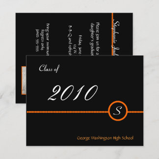 Invitation orange et noire de photo de monogramme