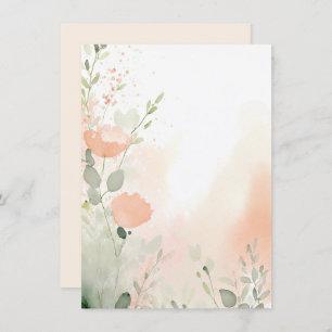 Invitation Orange et pêche aquarelle floral blanc mariage