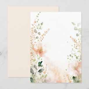 Invitation Orange et pêche aquarelle floral blanc mariage