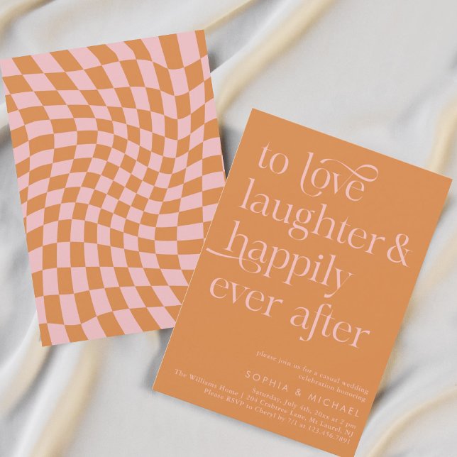 Invitation Orange et rose heureux après Mariage Décontracté (Créateur téléchargé)