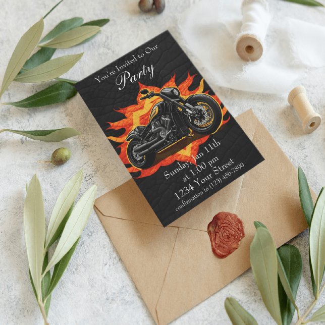 Invitation Orange et Rouge Vivez la Flames Bike Party! (Créateur téléchargé)