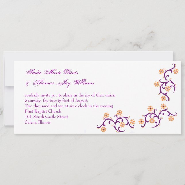 Invitation orange et violet (Devant)