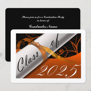 Invitation Orange et White Graduation Party