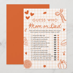 Invitation Orange Fall Cutie Pie Devinez Qui Maman ou Papa Je