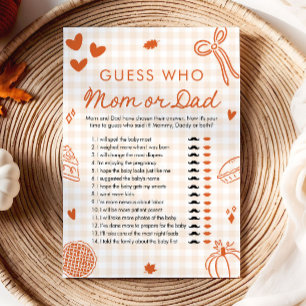 Invitation Orange Fall Cutie Pie Devinez Qui Maman ou Papa Je