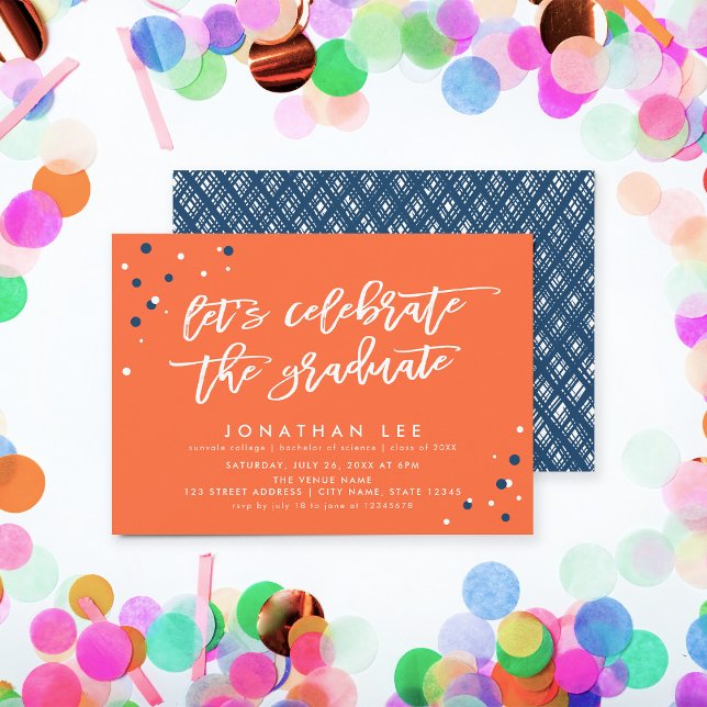 Invitation Orange Fêtons la fête des diplômés (Créateur téléchargé)