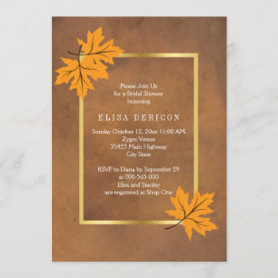 Invitation Orange feuille brun mariage douche nuptiale