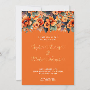 Invitation Orange Fleur sauvage Arrangement Orange Mariage