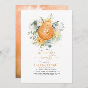 Invitation Orange Fleurs Wreath Boho Automne Anniversaire