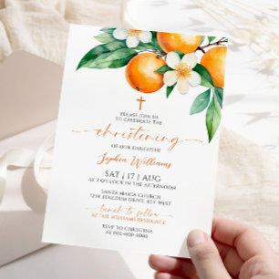 Invitation Orange Floral Christening