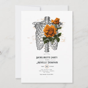 Invitation Orange Floral Gothique Bachelorette Party