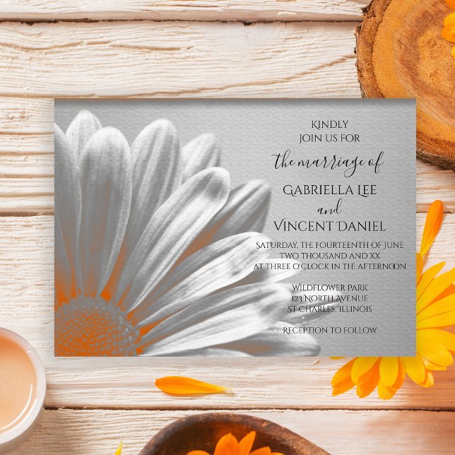 Invitation Orange Floral Highlights Mariage (Créateur téléchargé)