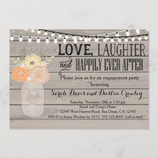 Invitation orange florale rustique de partie de